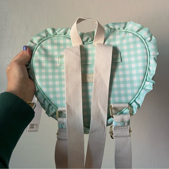 Stoney Clover Lane Heart Ruffle Mint Gingham Backpack Minnie Mouse - Picture 2 of 6